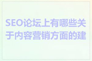 SEO论坛上有哪些关于内容营销方面的建议