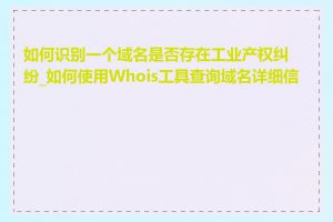 如何识别一个域名是否存在工业产权纠纷_如何使用Whois工具查询域名详细信息