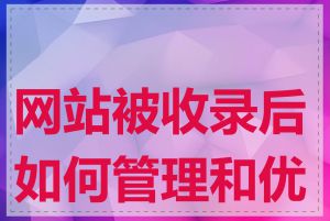 网站被收录后如何管理和优化