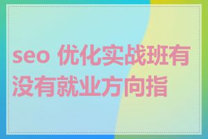 seo 优化实战班有没有就业方向指导