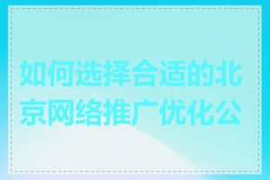 如何选择合适的北京网络推广优化公司