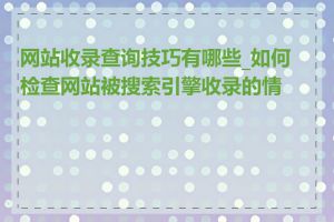 网站收录查询技巧有哪些_如何检查网站被搜索引擎收录的情况