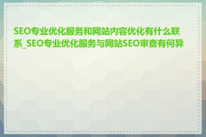 SEO专业优化服务和网站内容优化有什么联系_SEO专业优化服务与网站SEO审查有何异同