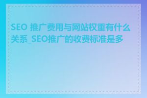 SEO 推广费用与网站权重有什么关系_SEO推广的收费标准是多少