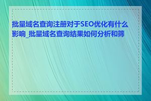 批量域名查询注册对于SEO优化有什么影响_批量域名查询结果如何分析和筛选