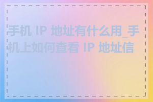 手机 IP 地址有什么用_手机上如何查看 IP 地址信息