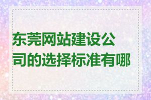 东莞网站建设公司的选择标准有哪些