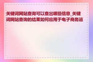 关键词网站查询可以查出哪些信息_关键词网站查询的结果如何应用于电子商务运营