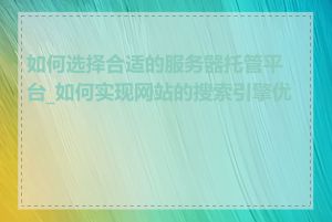 如何选择合适的服务器托管平台_如何实现网站的搜索引擎优化