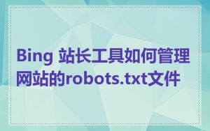 Bing 站长工具如何管理网站的robots.txt文件