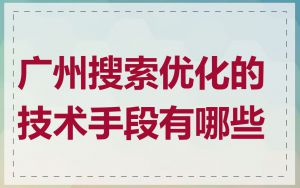 广州搜索优化的技术手段有哪些