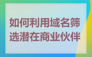 如何利用域名筛选潜在商业伙伴