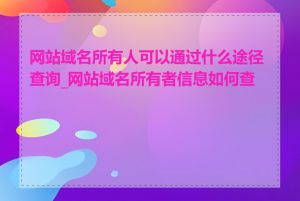 网站域名所有人可以通过什么途径查询_网站域名所有者信息如何查询