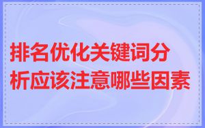 排名优化关键词分析应该注意哪些因素