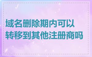 域名删除期内可以转移到其他注册商吗