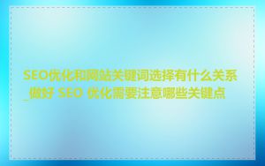 SEO优化和网站关键词选择有什么关系_做好 SEO 优化需要注意哪些关键点