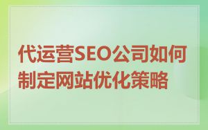 代运营SEO公司如何制定网站优化策略