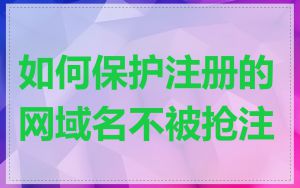 如何保护注册的网域名不被抢注