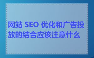 网站 SEO 优化和广告投放的结合应该注意什么