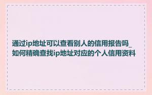 通过ip地址可以查看别人的信用报告吗_如何精确查找ip地址对应的个人信用资料