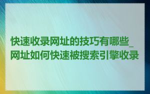 快速收录网址的技巧有哪些_网址如何快速被搜索引擎收录