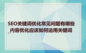 SEO关键词优化常见问题有哪些_内容优化应该如何运用关键词