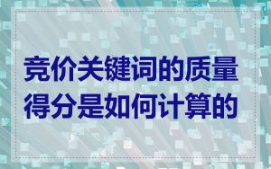 竞价关键词的质量得分是如何计算的