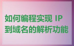 如何编程实现 IP 到域名的解析功能