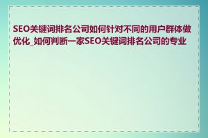 SEO关键词排名公司如何针对不同的用户群体做优化_如何判断一家SEO关键词排名公司的专业性