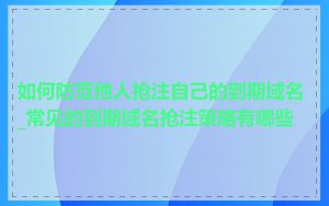 如何防范他人抢注自己的到期域名_常见的到期域名抢注策略有哪些