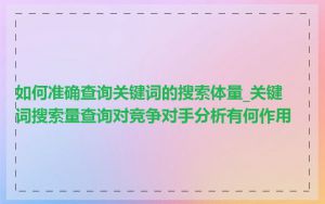 如何准确查询关键词的搜索体量_关键词搜索量查询对竞争对手分析有何作用