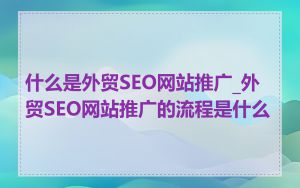 什么是外贸SEO网站推广_外贸SEO网站推广的流程是什么