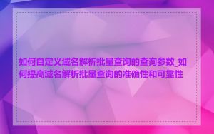 如何自定义域名解析批量查询的查询参数_如何提高域名解析批量查询的准确性和可靠性