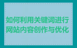 如何利用关键词进行网站内容创作与优化