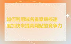 如何利用域名备案审核速度加快来提高网站的竞争力