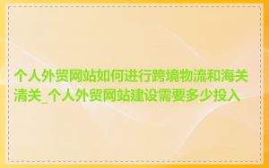 个人外贸网站如何进行跨境物流和海关清关_个人外贸网站建设需要多少投入