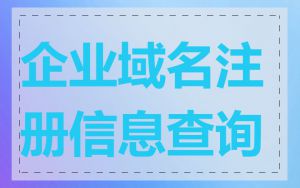 企业域名注册信息查询