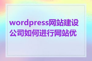 wordpress网站建设公司如何进行网站优化