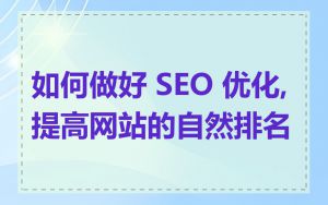 如何做好 SEO 优化,提高网站的自然排名