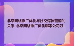 北京网络推广优化与社交媒体营销的关系_北京网络推广优化哪家公司好