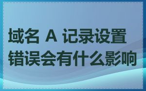 域名 A 记录设置错误会有什么影响