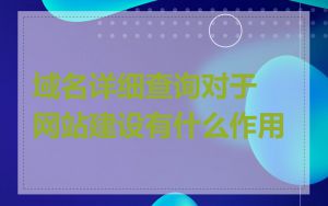 域名详细查询对于网站建设有什么作用