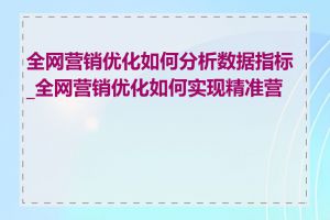 全网营销优化如何分析数据指标_全网营销优化如何实现精准营销