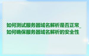 如何测试服务器域名解析是否正常_如何确保服务器域名解析的安全性