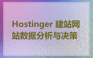 Hostinger 建站网站数据分析与决策