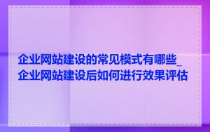 企业网站建设的常见模式有哪些_企业网站建设后如何进行效果评估