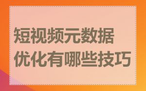 短视频元数据优化有哪些技巧