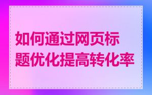 如何通过网页标题优化提高转化率