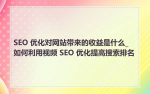 SEO 优化对网站带来的收益是什么_如何利用视频 SEO 优化提高搜索排名