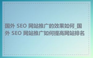 国外 SEO 网站推广的效果如何_国外 SEO 网站推广如何提高网站排名